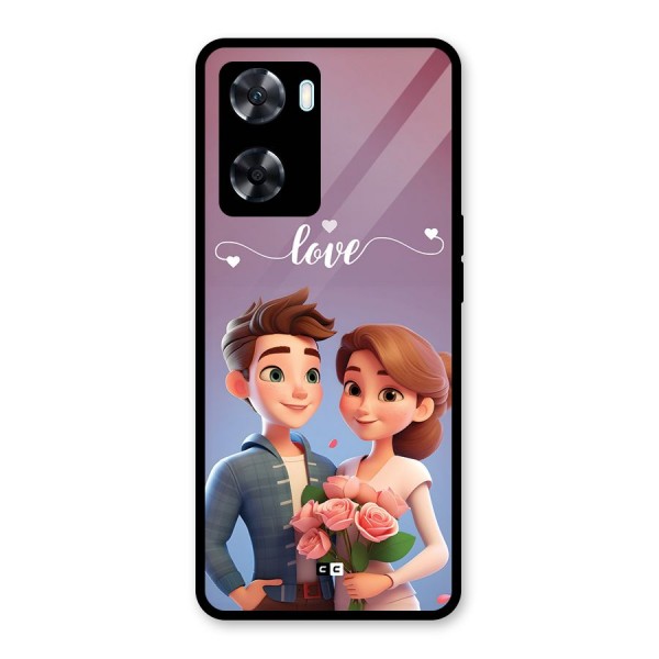 Couple With Flower Glass Back Case for Oppo A77