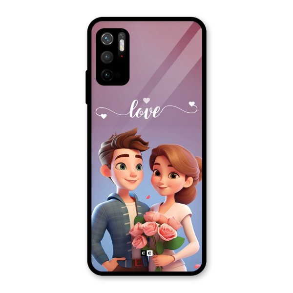 Couple With Flower Glass Back Case for Poco M3 Pro 5G