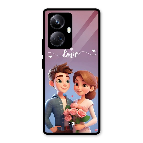 Couple With Flower Glass Back Case for Realme 10 Pro Plus