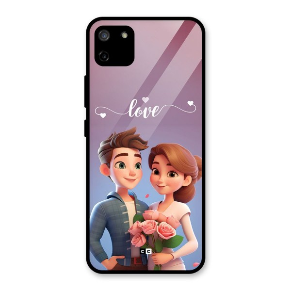 Couple With Flower Glass Back Case for Realme C11