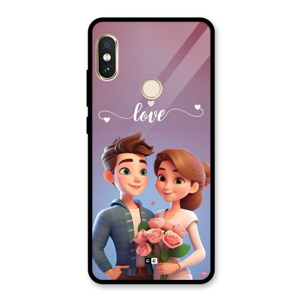Couple With Flower Glass Back Case for Redmi Note 5 Pro