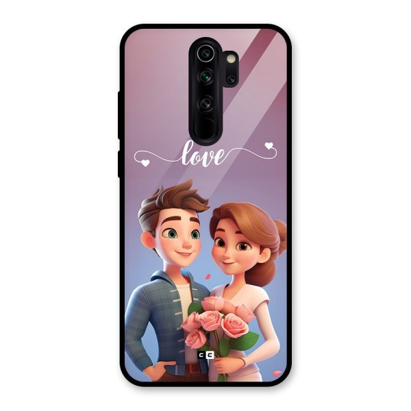 Couple With Flower Glass Back Case for Redmi Note 8 Pro