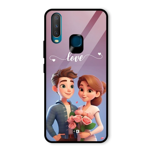 Couple With Flower Glass Back Case for Vivo Y12
