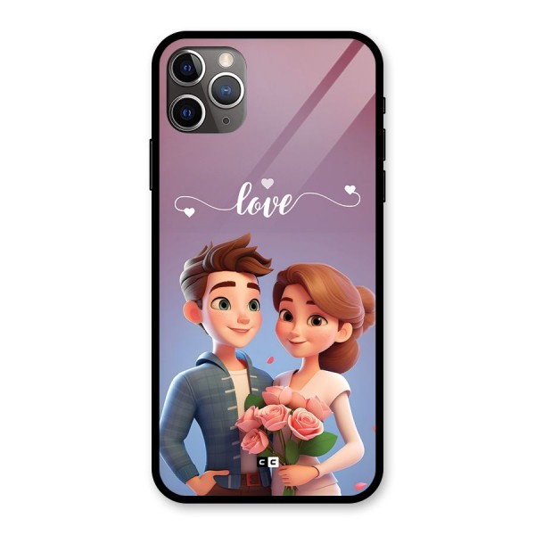 Couple With Flower Glass Back Case for iPhone 11 Pro Max