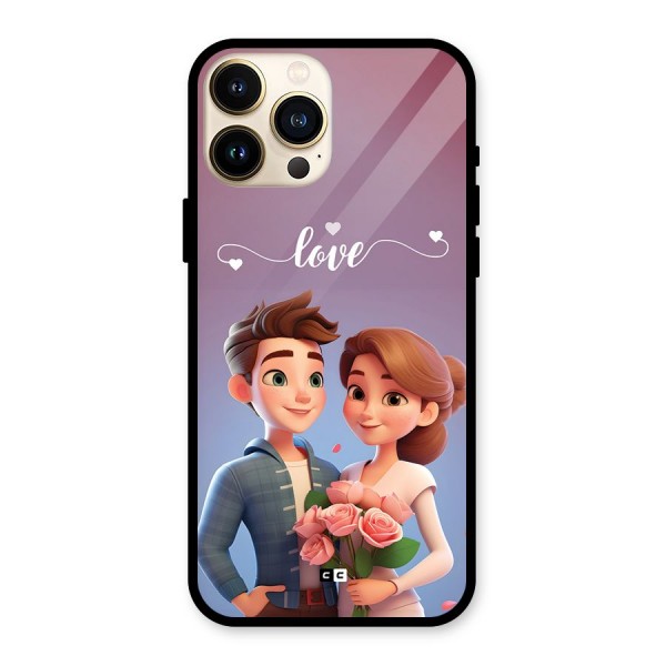 Couple With Flower Glass Back Case for iPhone 13 Pro Max