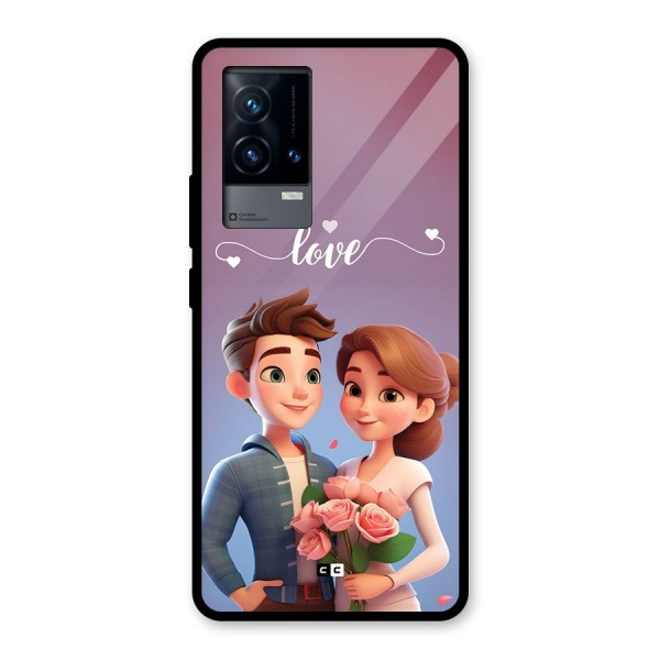 Couple With Flower Glass Back Case for iQOO 9 5G