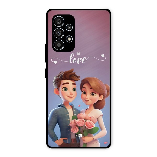 Couple With Flower Metal Back Case for Galaxy A53 5G