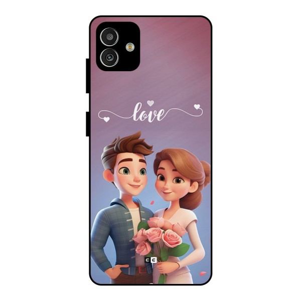 Couple With Flower Metal Back Case for Galaxy M13 5G