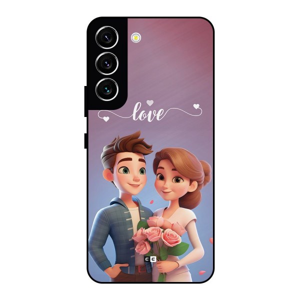 Couple With Flower Metal Back Case for Galaxy S22 5G