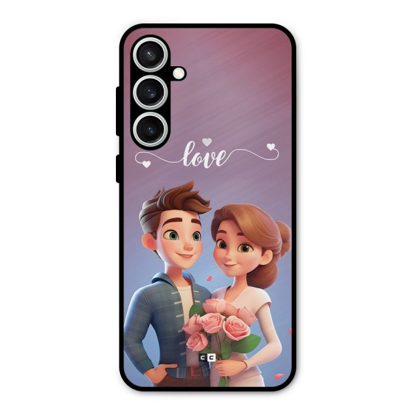 Couple With Flower Metal Back Case for Galaxy S23 FE