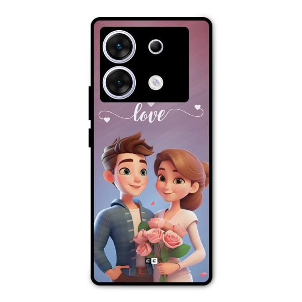 Couple With Flower Metal Back Case for Infinix Zero 30 5G