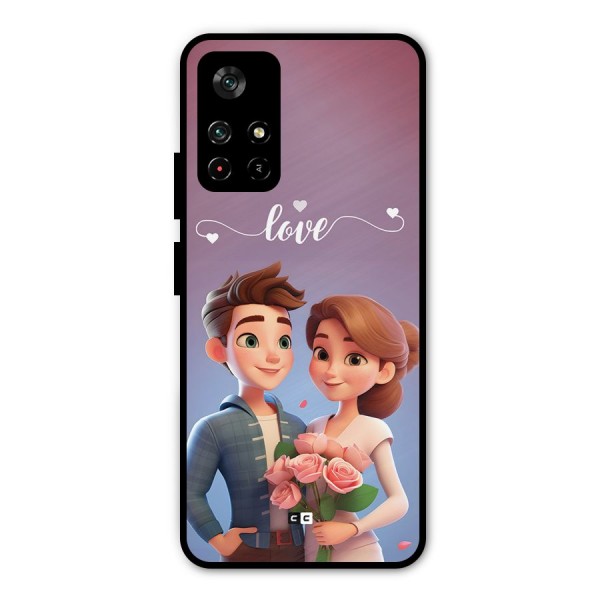 Couple With Flower Metal Back Case for Poco M4 Pro 5G