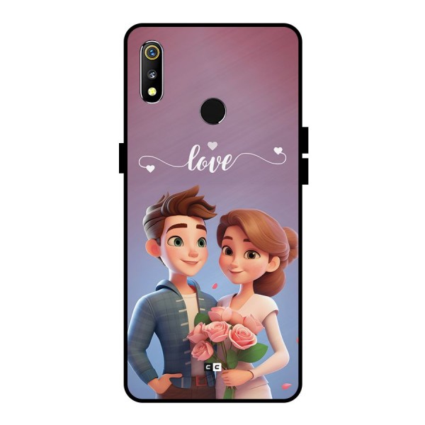Couple With Flower Metal Back Case for Realme 3i