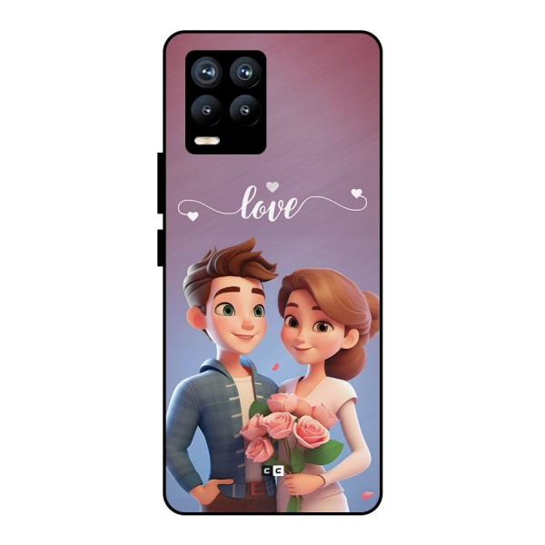 Couple With Flower Metal Back Case for Realme 8 Pro