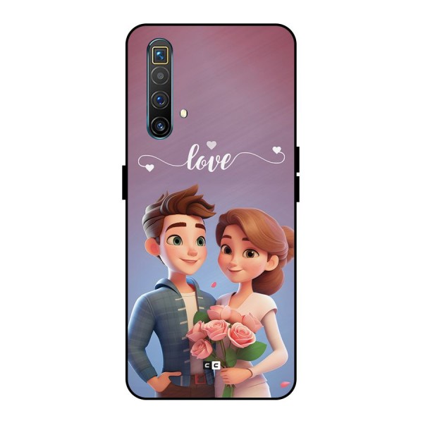 Couple With Flower Metal Back Case for Realme X3