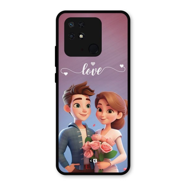 Couple With Flower Metal Back Case for Redmi 10 Power
