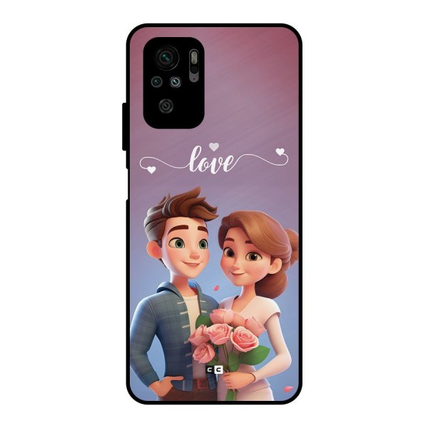 Couple With Flower Metal Back Case for Redmi Note 10S