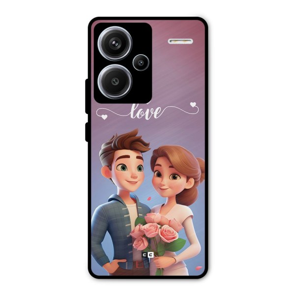 Couple With Flower Metal Back Case for Redmi Note 13 Pro Plus