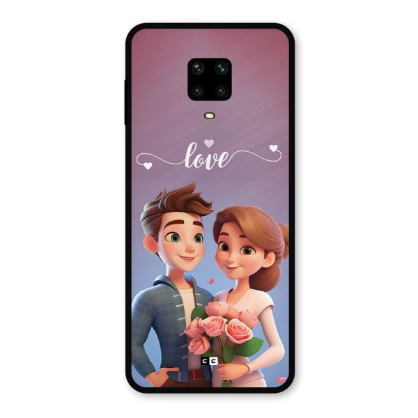 Couple With Flower Metal Back Case for Redmi Note 9 Pro Max