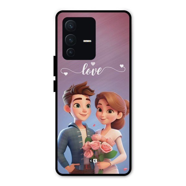 Couple With Flower Metal Back Case for Vivo V23 Pro