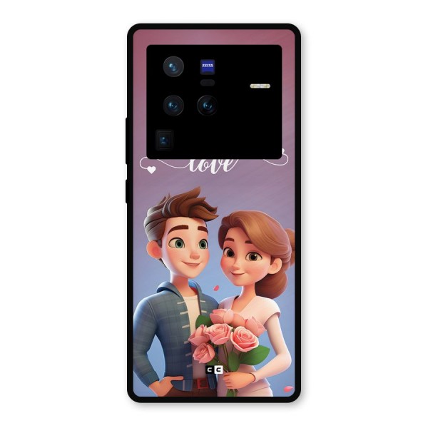 Couple With Flower Metal Back Case for Vivo X80 Pro