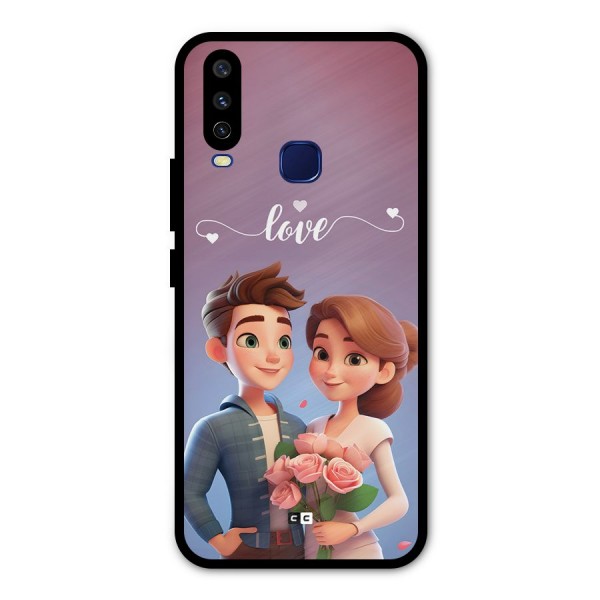 Couple With Flower Metal Back Case for Vivo Y15