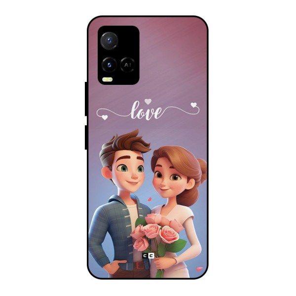 Couple With Flower Metal Back Case for Vivo Y21A