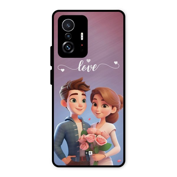 Couple With Flower Metal Back Case for Xiaomi 11T Pro