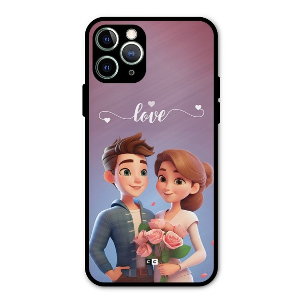 Couple With Flower Metal Back Case for iPhone 11 Pro Max