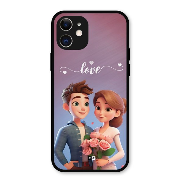 Couple With Flower Metal Back Case for iPhone 12