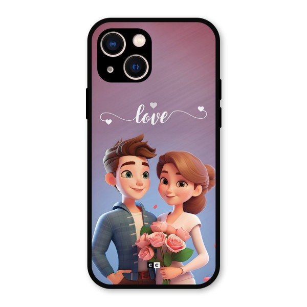 Couple With Flower Metal Back Case for iPhone 13