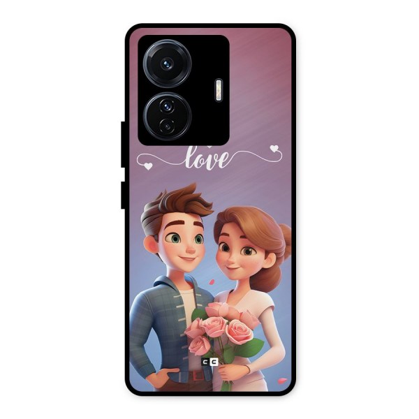 Couple With Flower Metal Back Case for iQOO Z6