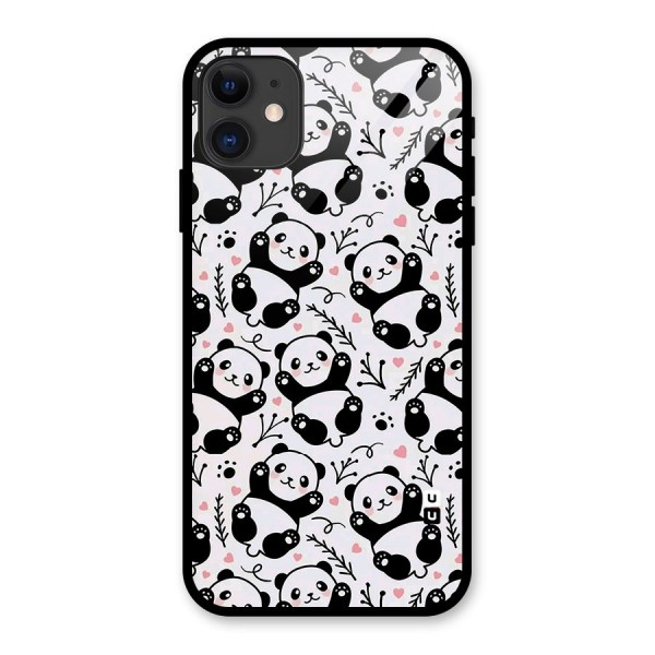 Cute Adorable Panda Pattern Glass Back Case for iPhone 11