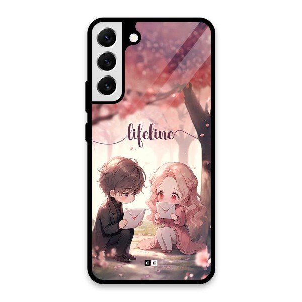 Cute Anime Couple Glass Back Case for Galaxy S22 Plus 5G