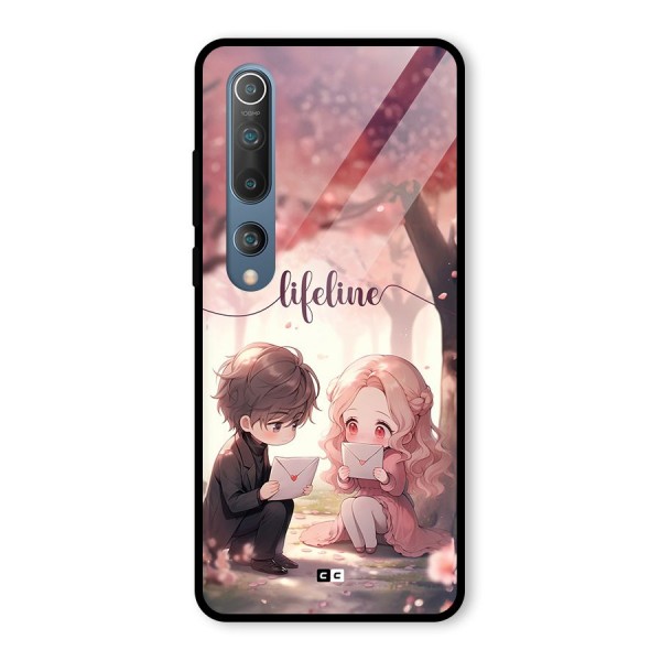 Cute Anime Couple Glass Back Case for Mi 10