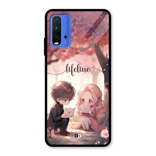 Cute Anime Couple Glass Back Case for Redmi 9 Power
