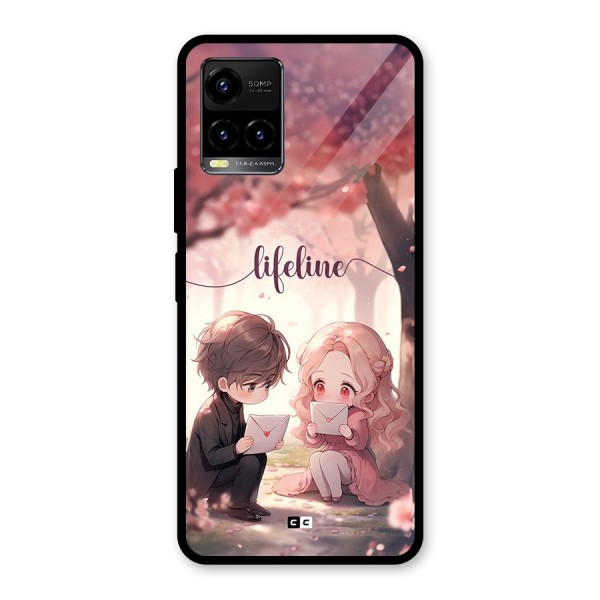 Cute Anime Couple Glass Back Case for Vivo Y21G
