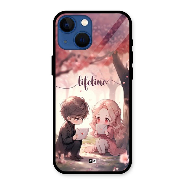 Cute Anime Couple Glass Back Case for iPhone 13 Mini