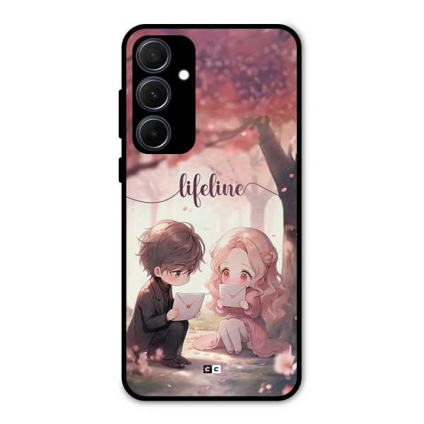 Cute Anime Couple Metal Back Case for Galaxy A35