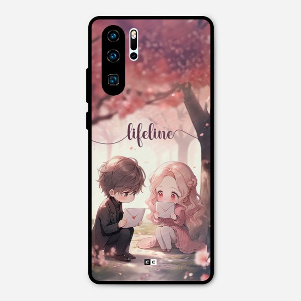 Cute Anime Couple Metal Back Case for Huawei P30 Pro