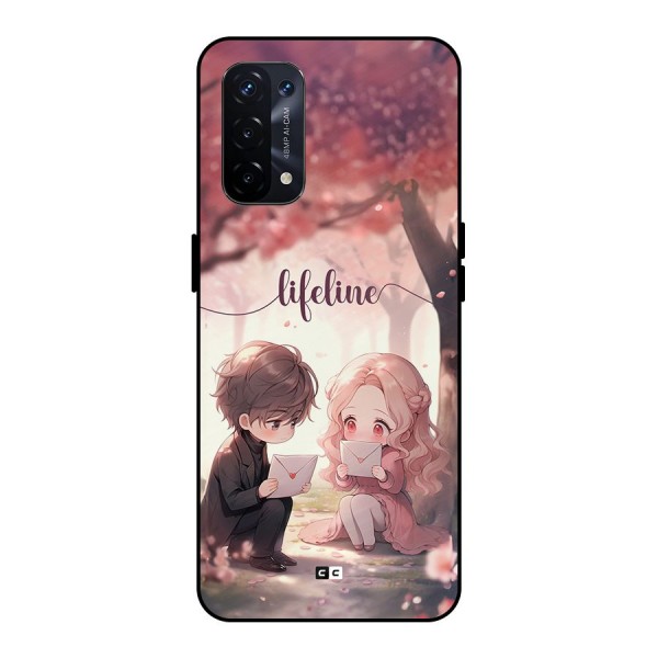 Cute Anime Couple Metal Back Case for Oppo A74 5G