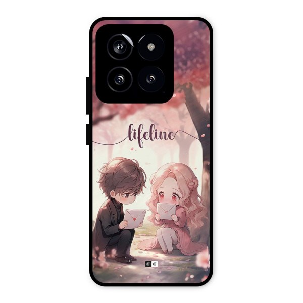 Cute Anime Couple Metal Back Case for Xiaomi 14