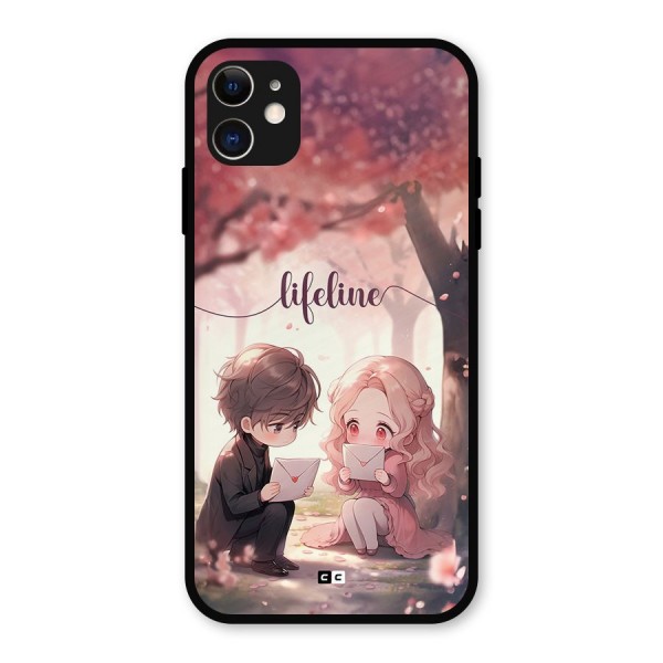 Cute Anime Couple Metal Back Case for iPhone 11
