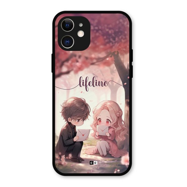 Cute Anime Couple Metal Back Case for iPhone 12