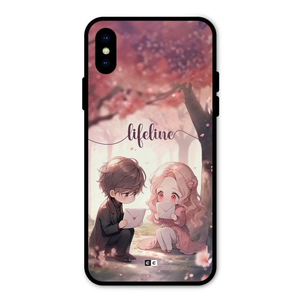 Cute Anime Couple Metal Back Case for iPhone XS