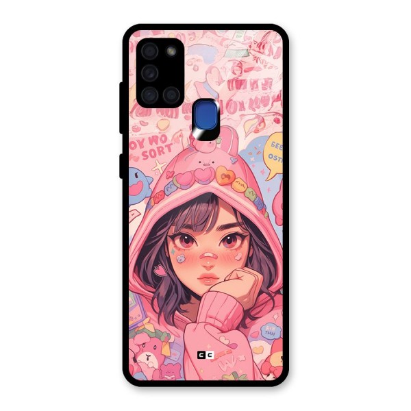 Cute Anime Girl Glass Back Case for Galaxy A21s