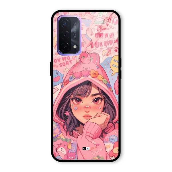 Cute Anime Girl Glass Back Case for Oppo A74 5G