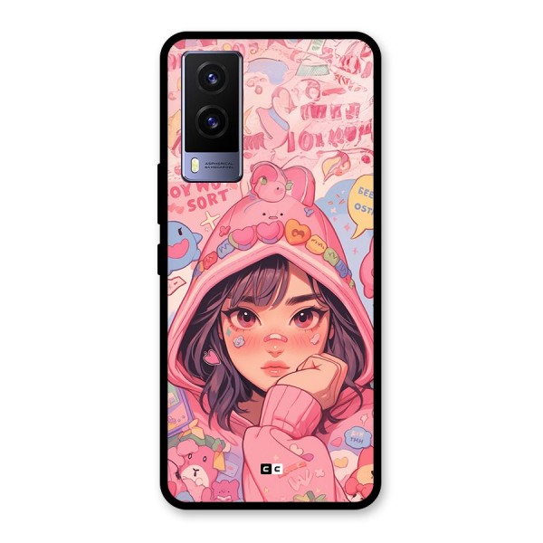 Cute Anime Girl Glass Back Case for Vivo V21e 5G