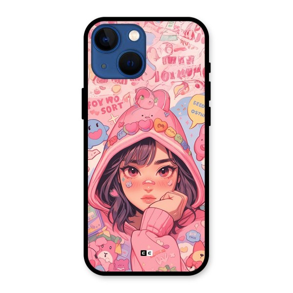 Cute Anime Girl Glass Back Case for iPhone 13 Mini