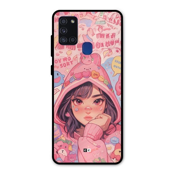 Cute Anime Girl Metal Back Case for Galaxy A21s